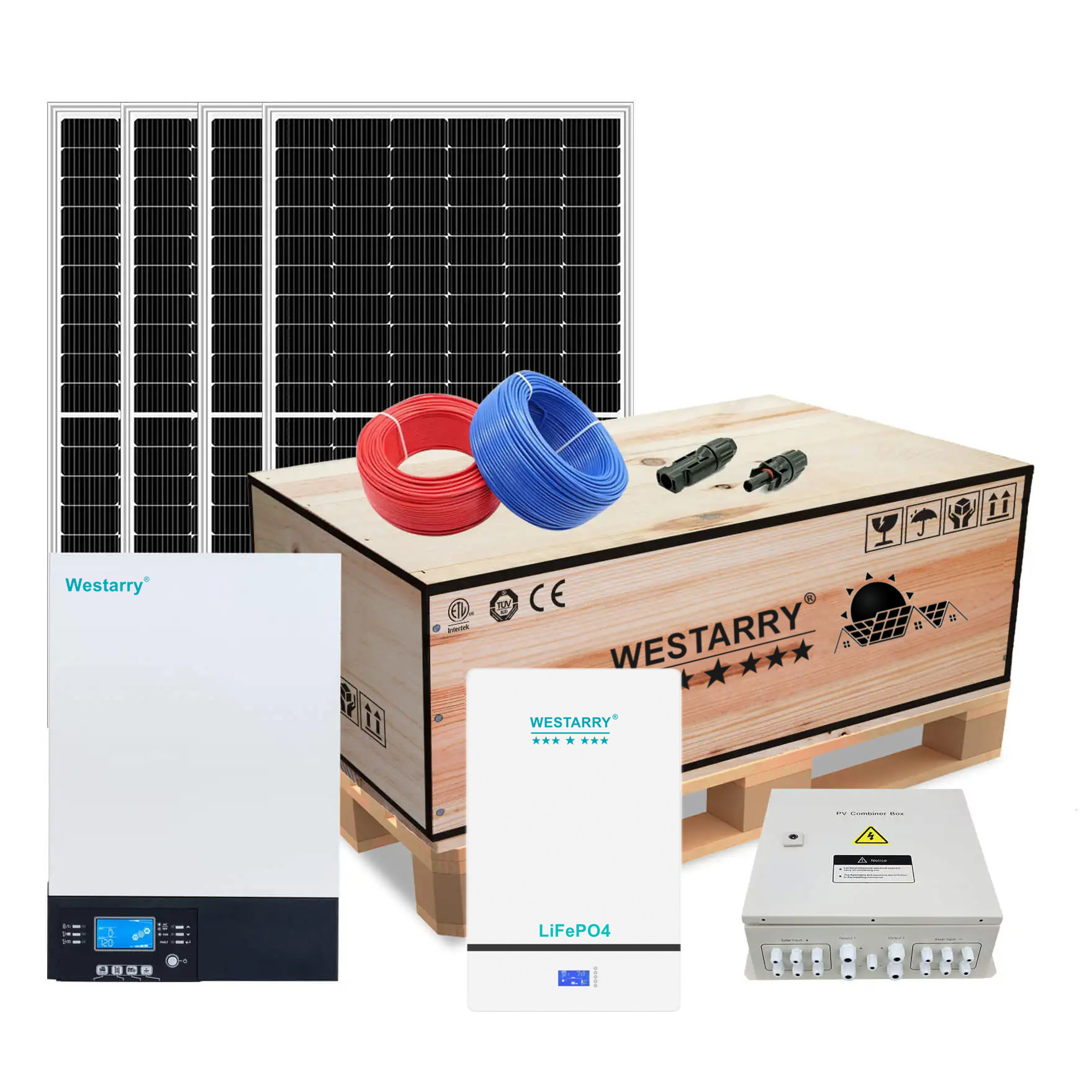 5kw off grid solar power panel system kit 5000W Max Power EU US Standard for Home Use Westarry