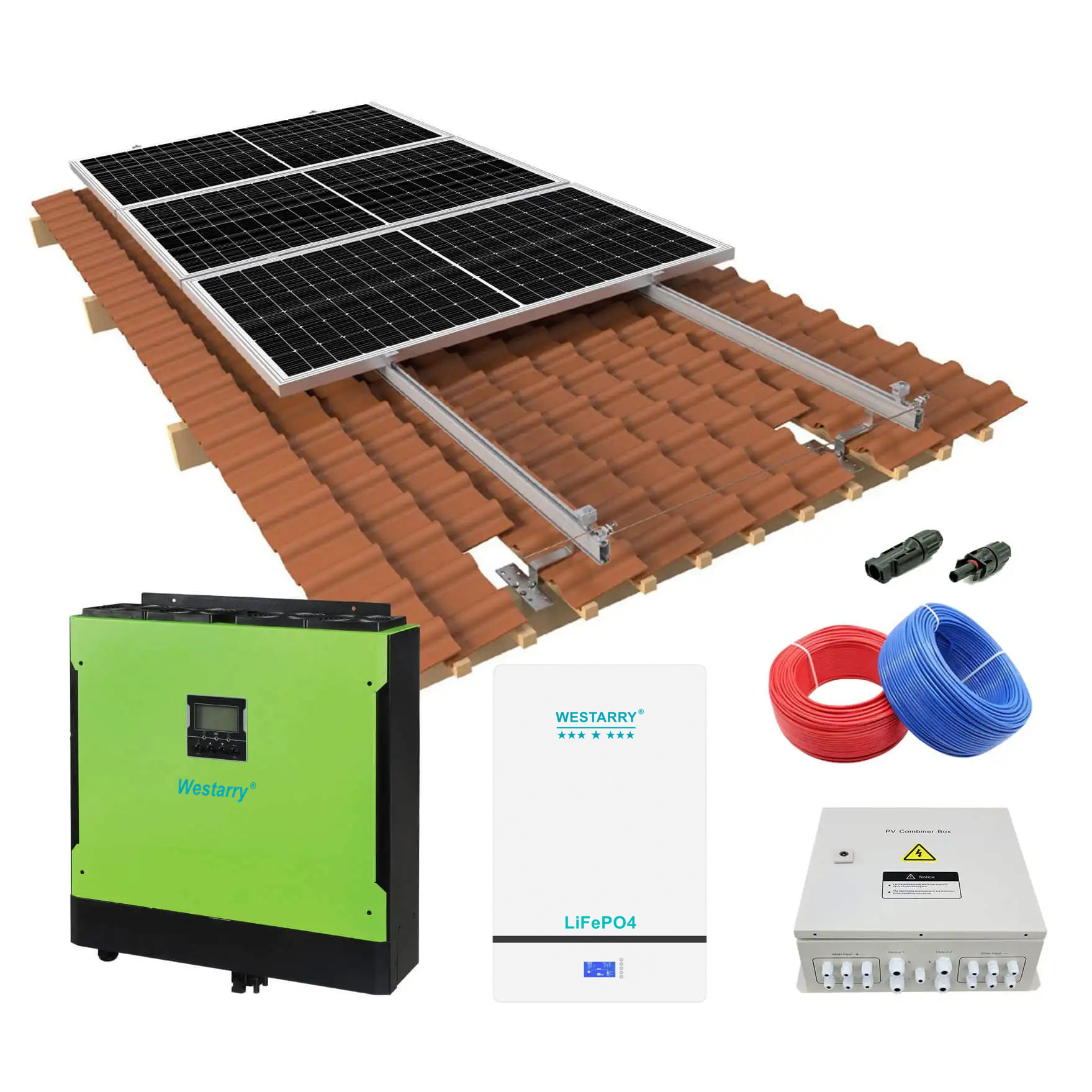 10kw Solar Power System Hybrid Off-Grid On-Grid 10000W Output for Home Agriculture Industry Westarry