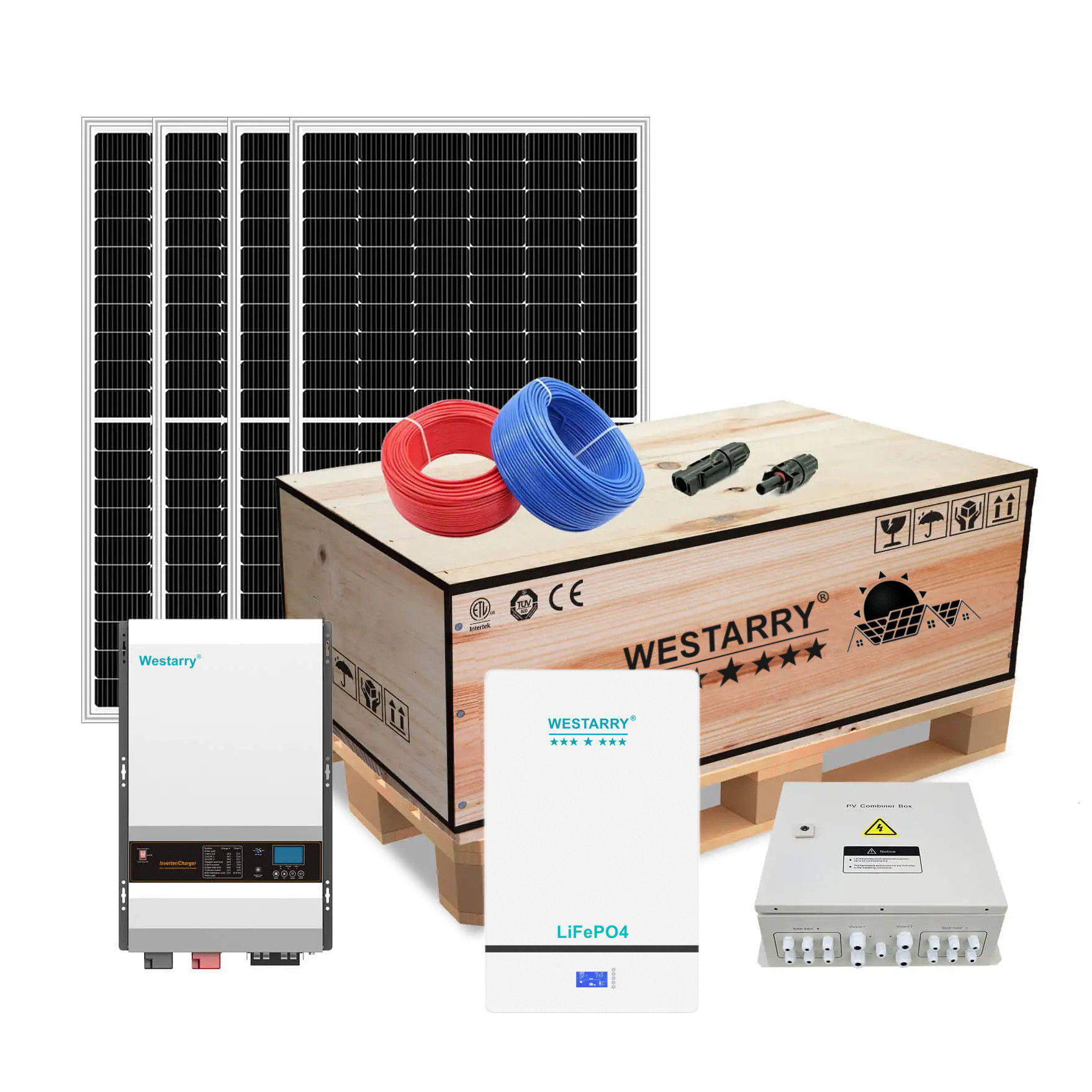 Westarry Off Grid Hybrid Solar System 12kw Battery Storage Solar Kit With Hybrid Inverter Off Gird 12000W EU And US Standard for Household Commercial Industrial Use Westarry