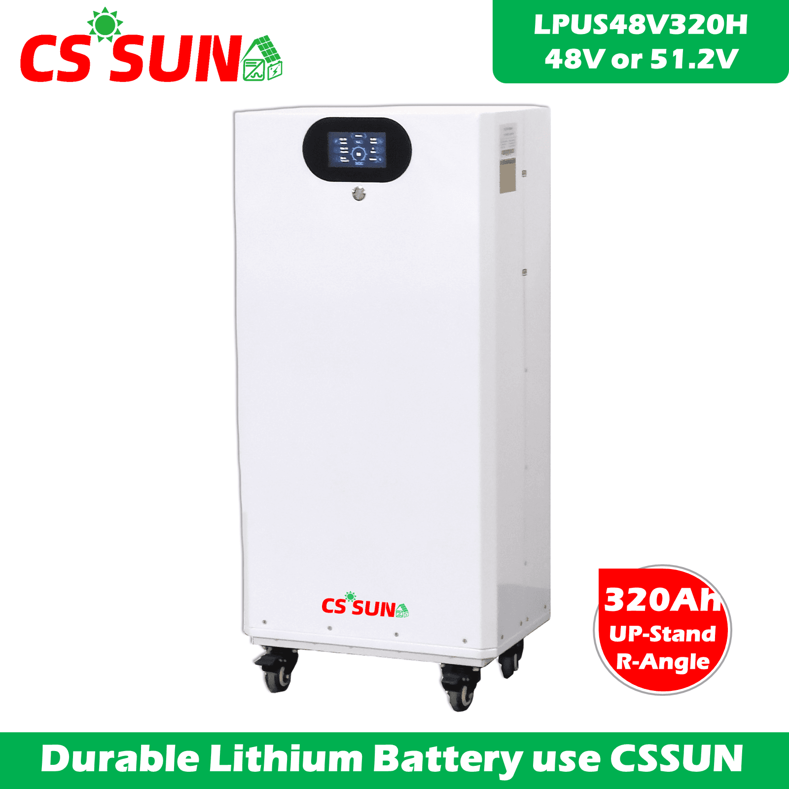 LPUS48V200H 51.2V 200Ah LiFePO4 Power UP Standing Battery High-Capacity Home Energy Storage for Solar UPS Telecom CSSUN
