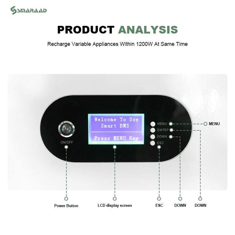 51.2V 100Ah LiFePO4 Battery 5kWh Wall-Mounted Solar Energy Storage System for Home and Commercial Use Smaraad