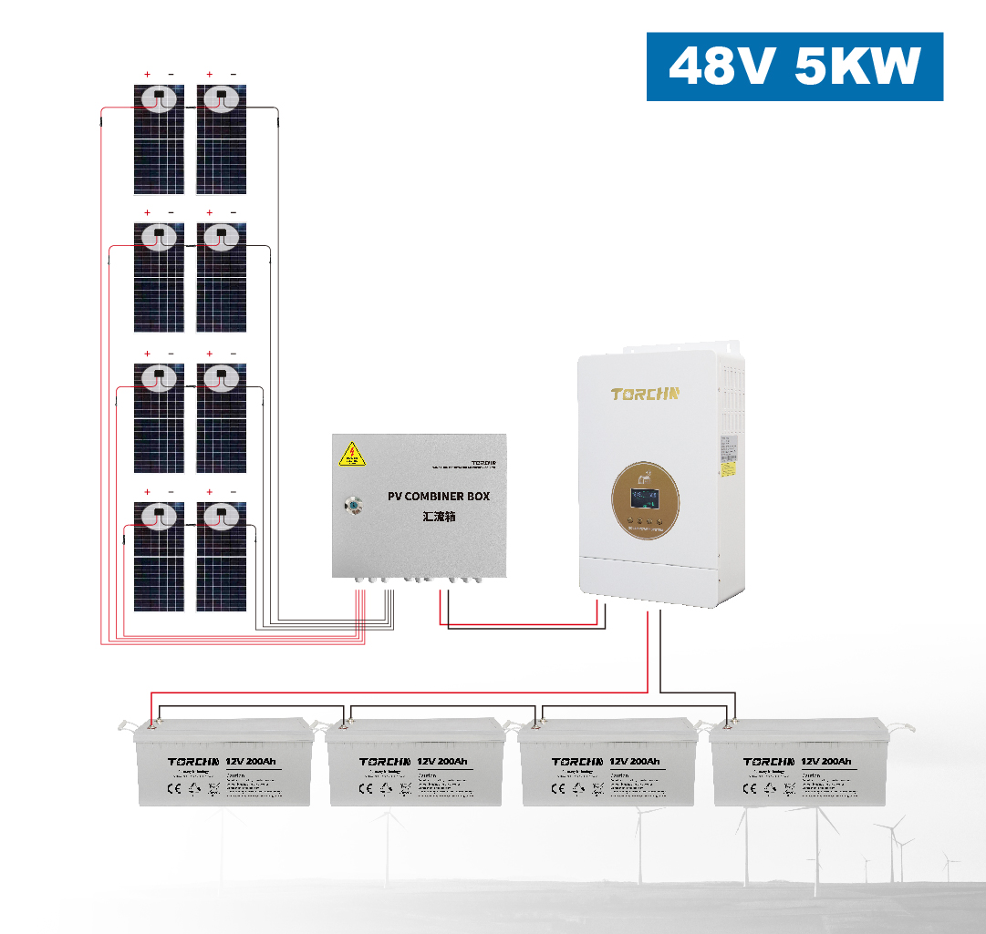 5KW Off Grid Solar System 550W Mono Panels, 48V Inverter, Gel Battery for Residential Use TORCHN