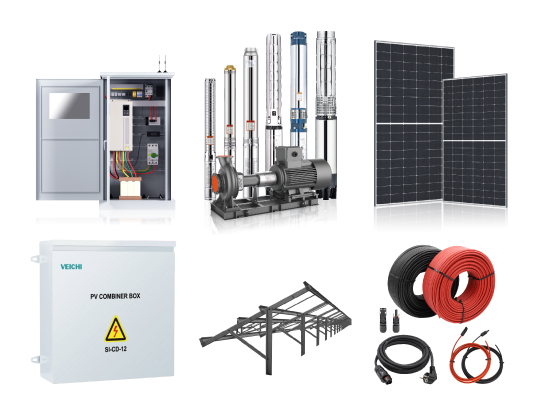 AC Solar Water Pump System 0.75-710kW Output Power Range High Efficiency Monocrystalline Panels for Agriculture Irrigation and Livestock Watering VEICHI