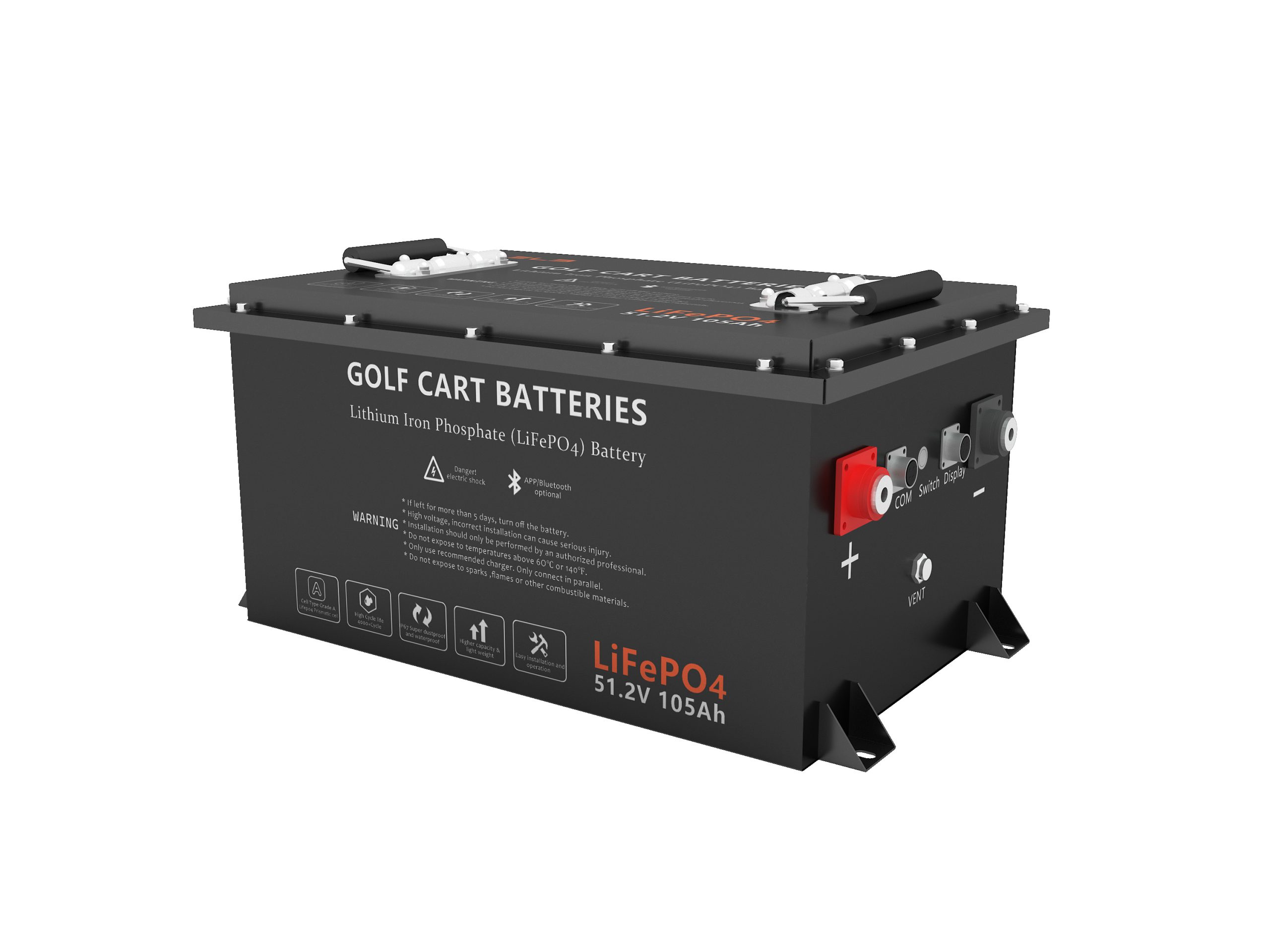 51.2V 105Ah Golf Carts LiFePO4 Battery 6000+ Cycles IP67 Waterproof Bluetooth BMS for Golf Carts ELB