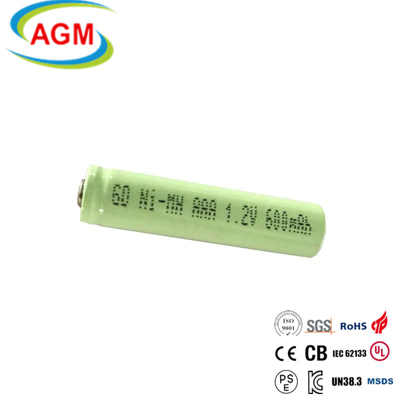 Ni-MH AAA 600mAh 1.2V Rechargeable Battery High-Cycle Life for Consumer Electronics and Power Tools Angle
