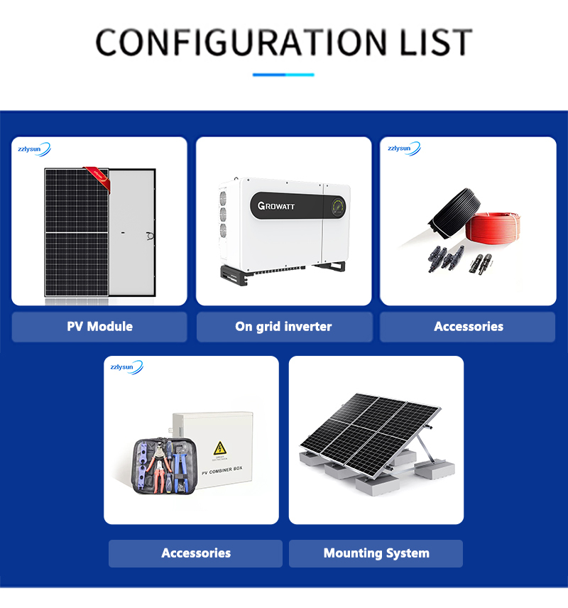Solar Power Generator Station 50KW-110KW On-Grid System for Commercial Use with Growatt Inverter