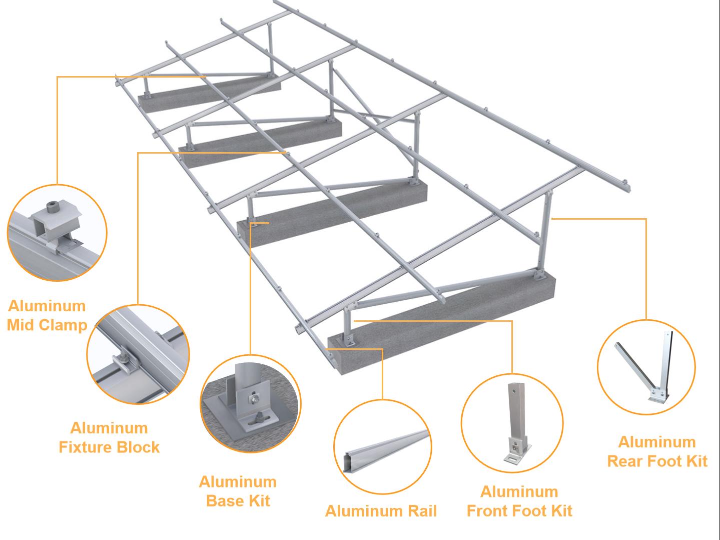 Flat Ground Mounting System Durable Solar Racking for Commercial Rooftop and Utility-Scale Installations