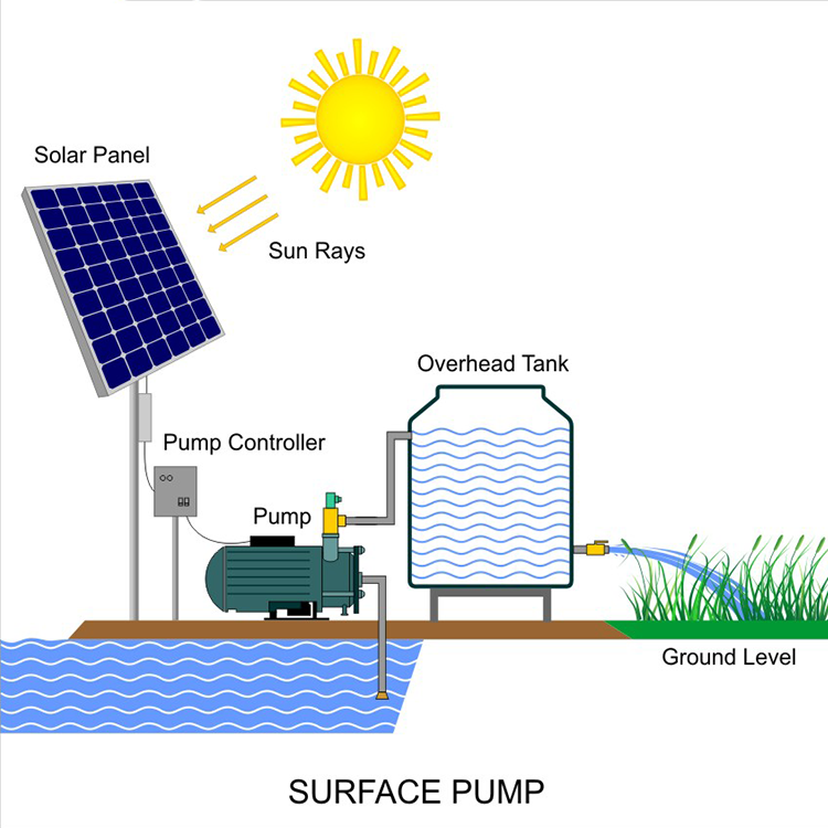 Surface Irrigation Water Pump 2hp 3hp 4hp 3kw Solar Powered System for Farm and Home Use Alicosolar