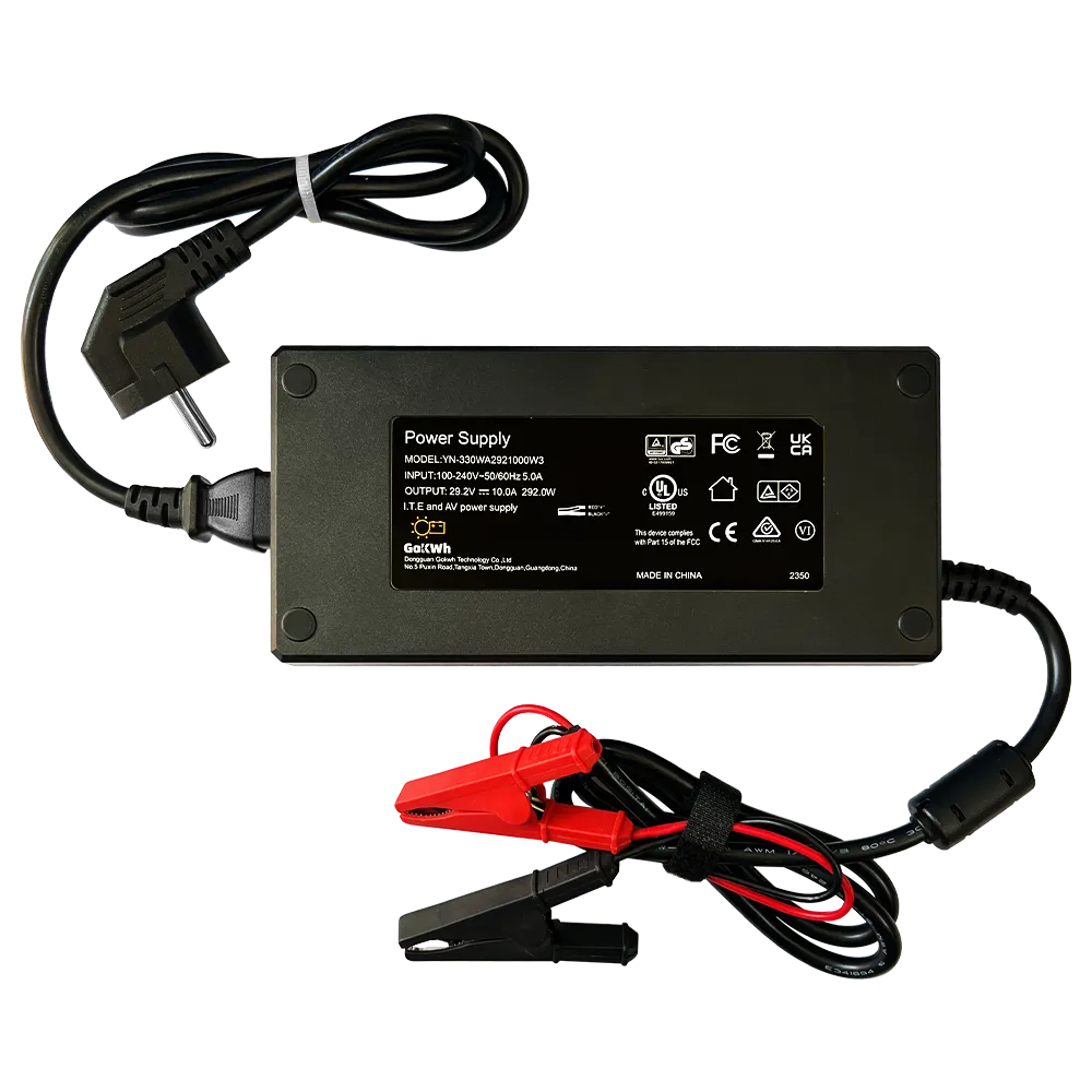 GoKWh 24V (29.2V) 10A AC To DC LiFePO4 Battery Charger Fast Charging & Safety Protected for Solar Energy and Off-Grid Systems