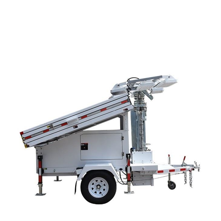 600w Led Solar Lights For Trailer 4×460W Mono Panels 9m Electric Mast for Mining Construction Sites Biglux
