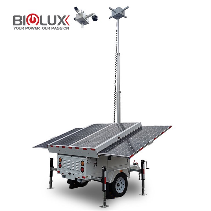 Solar Surveillance Tower 3*380W Monocrystalline Panel, 6*150Ah Battery for Construction Site Security Biglux