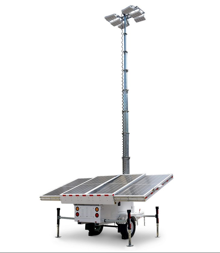 600w Led Solar Lights For Trailer 4×460W Mono Panels 9m Electric Mast for Mining Construction Sites Biglux