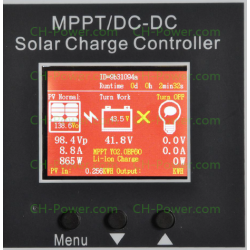 MPPT Charge Controller 55A 60/72/96/120V Isc50A Real MPPT Tracking 15-35% Efficiency Boost Solar PV Systems CH-Power