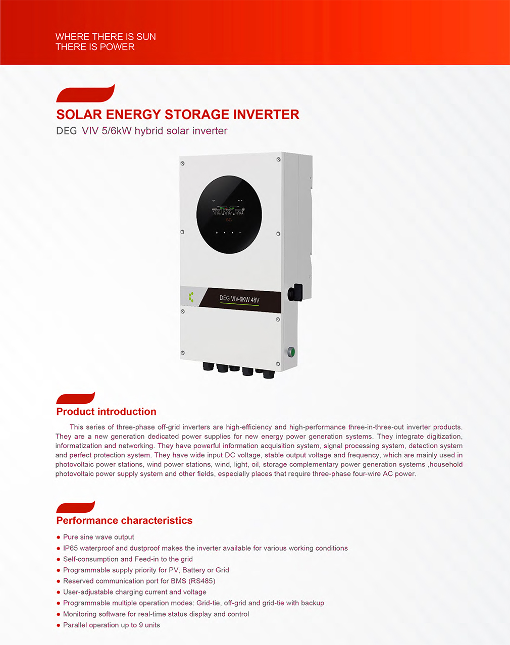 DEG VIV 5/6kW Hybrid Solar Inverter High-Efficiency Three-Phase Off-Grid Inverter for Renewable Energy Systems
