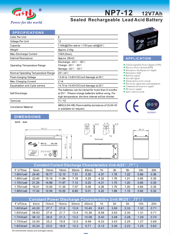 12v 7ah Lead Acid Battery Long-Life Maintenance-Free Energy Storage for UPS Systems MSN