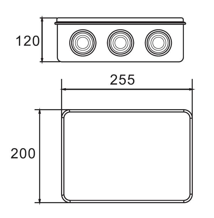 AX-RA 255×200×120 Junction Box IP65 Waterproof 12 Holes for Outdoor Electrical Enclosure in Solar Energy and Battery Storage Systems