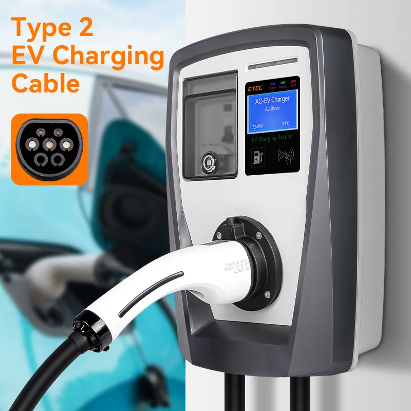 ETEC EKEP1-T2-16 Female Type 2 AC Charging Plug 16A 3.7KW 230V Single Phase with 5M Cable for EV Charging Station Residential Parking Lot