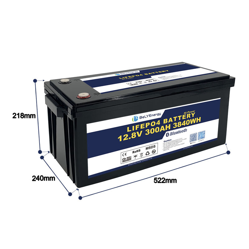 Rv Bely Rechargeable 12V LiFePo4 Battery 300AH System Solar With Bluetooth 3840Wh High-Capacity Deep Cycle for RVs, Solar Storage, and Marine Use