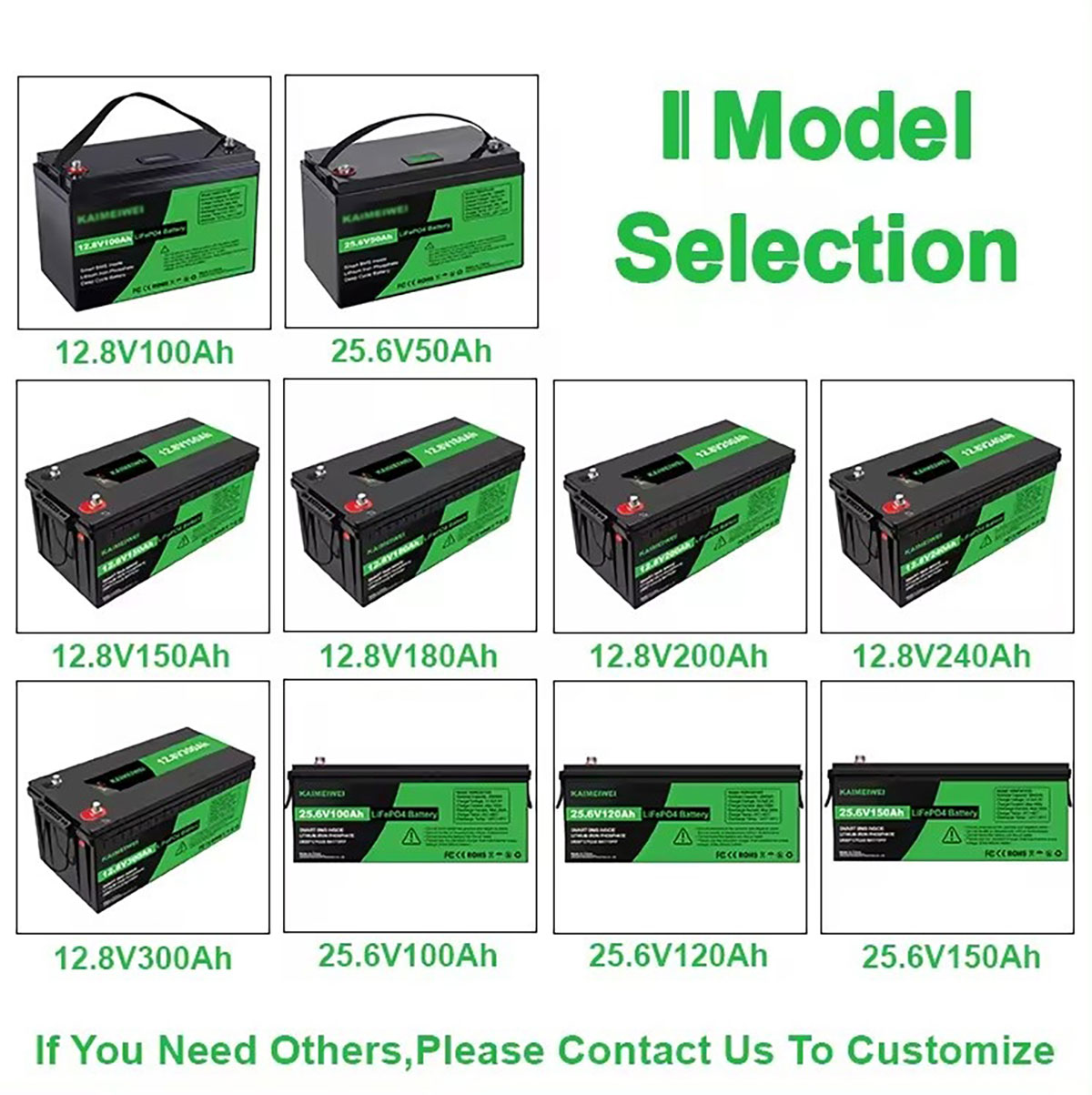More options of 12v lithium battery
